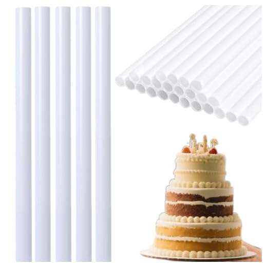 YAOSHENG White Plastic Cake Dowels Rods for Tiered Cakes Support and Stacking – Round Cake Support Dowels (5pcs, 0.47 * 11.81 inch)