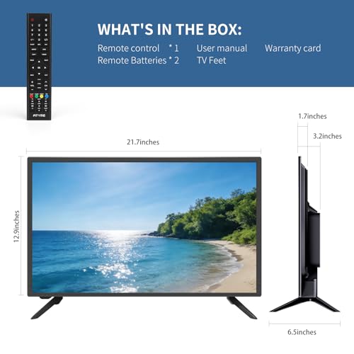 Image of ATYME 24-inch Class 60Hz 720p HD LED TV Flat Screen Television, 24 inch Class, Small Flat Screen Television, LED HDTV with 1*USB 2* HDMI 1*VGA ARC Connection 240AH5HD