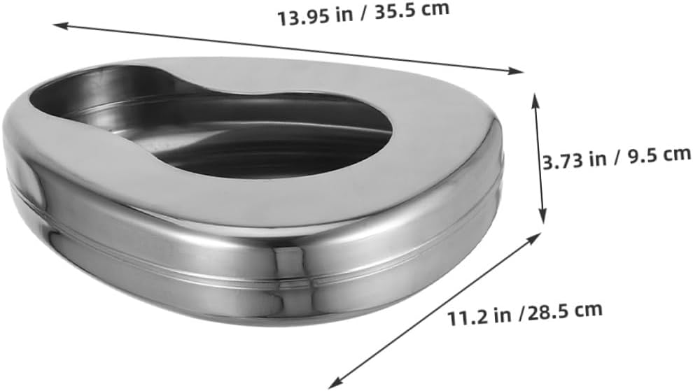 2pcs Portable Stainless Steel Bed Pan for Bedridden Elderly and Patients Practical Urinal Bedpan for Home Care and Hospital Use 2pcs (Stainless Steel Large Bedpan Without Lid)