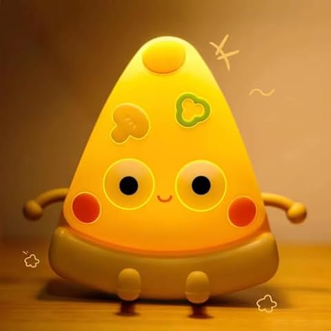 ULIKTO LED Small Night Light Cute Pizza Night Lamp Portable Light Up Dimmable Nursery Night Light Rechargeable Kawaii Bedside Table Lamp Desk Accessories Room Decor for Boys Girls Kids Gifts Cover
