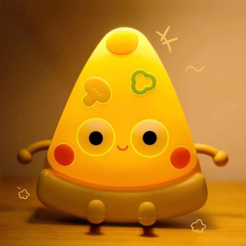 ULIKTO LED Small Night Light Cute Pizza Night Lamp Portable Light Up Dimmable Nursery Night Light Rechargeable Kawaii Bedside Table Lamp Desk Accessories Room Decor for Boys Girls Kids Gifts