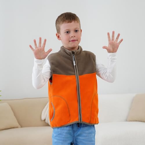 Image of Boys Full Zip Polar Fleece Vest Sleeveless Outwear Warm Jacket with Pockets