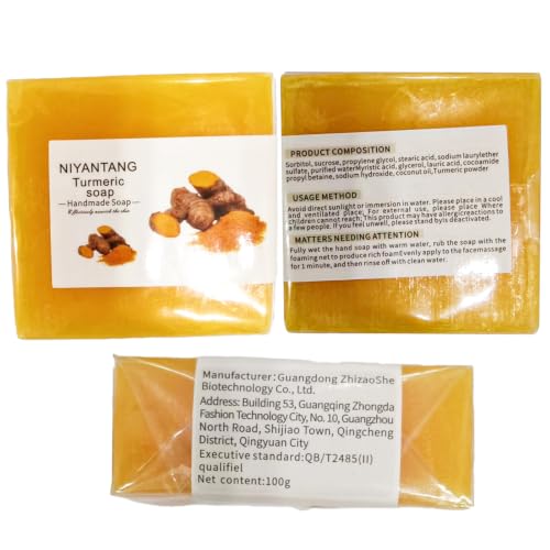 Image of Shibarcle 3 PCS Turmeric Soap Bar, Natural Deodorant Bar for Face & Body