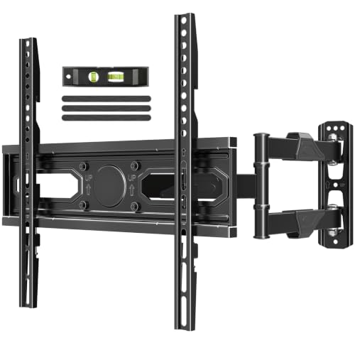 Image of ELIVED Full Motion TV Wall Mount for 26-60 inch TVs, Max VESA 400x400, 77 lbs. | 7 up & 10 down tilt, ±90 swivel, single stud structure, flexible for corner TV installation