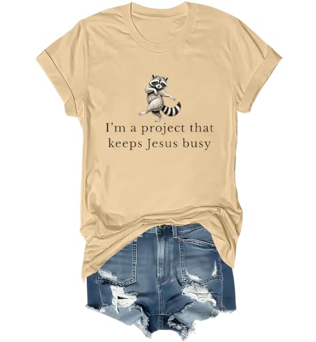 I'm A Project that Keeps Jesus Busy Shirt Funny Christian Raccoon Shirt