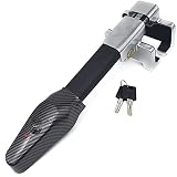 AJUSTABLE: Cepo volante coche universal, furgoneta, autocaravana, camión, etc. con sistema hidráulico retráctil ajustable a diferentes posiciones para diferentes tamaños de volante, cabezal telescópico. Diseño elegante con cantos redondeados, cuerpo ergonómico en acero y forrado en polipiel antideslizante. El bloqueo de seguridad puede girar levemente a los lados y no afecta a la misión del antirrobo.