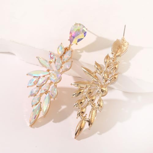 Rhinestone Statement Earrings Cluster Crystal Drop Dangle Earrings Teardrop Chandelier Earring Dangling Prom Wedding Bridal Earrings for Women3