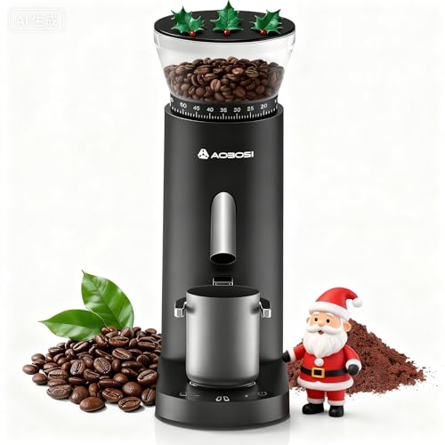 AAOBOSI Cordless Burr Coffee Grinder Electric 60 Precise Grind Settings 5 to 98s Timer Anti Static for Home Office Camping Travel Black