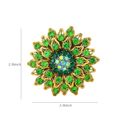 Image of Large Crystal Flower Brooch Pin for Women Red purple pink green Rhinestone Flower Lapel Pin Wedding Party Birthday Dance Banquet Dress Suit Ceremony Clothes Hat Bag Accessories Jewelry