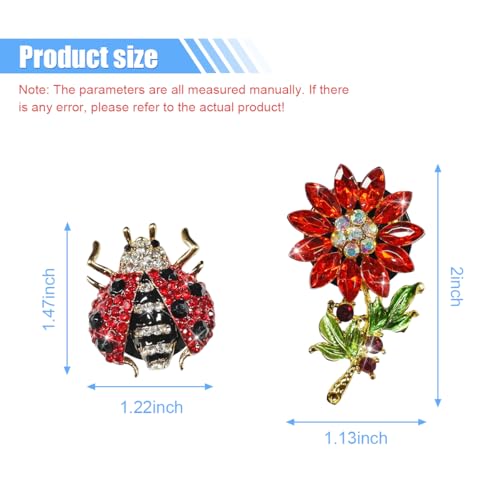 Image of 4PCS Bling Ladybug Flower Car Air Vent Clips, Crystal Rhinestone Car Vent Clip, Cute Air Conditioner Outlet Clip Charm, Car Interior Decorations for Women Girls (Red)