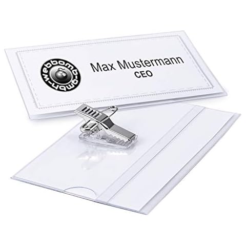10 x Namensschilder Profi Namensschild-Halter Betriebsausweis Halter Ausweishalter mit Clip + Nadel 10 Stück Cover