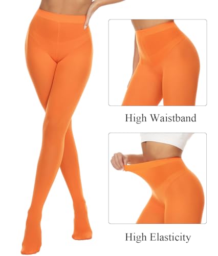 Image of DUCMODA Womens 80 Denier Opaque Tights, Women's Soft Solid Color Footed Pantyhose, High Waist Stocking with 30+ Colors