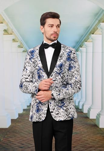 MAGE MALE Men's Floral Blazer Two Button Dress Party Suit Jacket Notched Lapel Slim Fit Stylish Top4