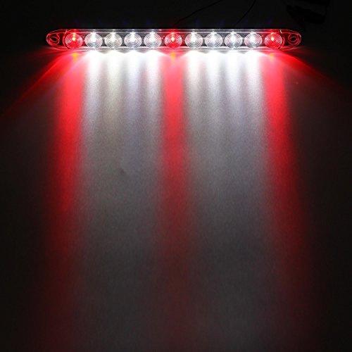 Image of Partsam 2Pcs 15 inch Red 3 ID Bar w /Reverse white light 11 LED Truck Trailer RV Clear Lens Submersible Super Thin Led Trailer Tail Light Bar