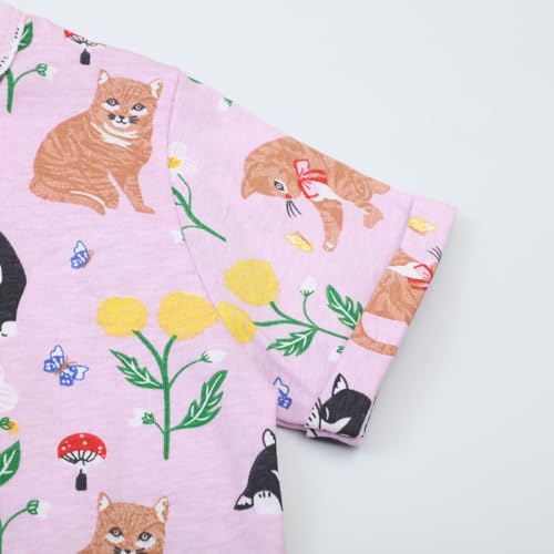 Image of Girls Cotton Long Sleeve Casual Cartoon Appliques Striped Jersey Dresses