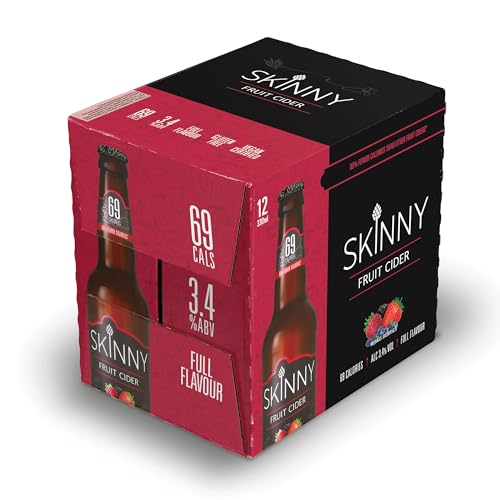 Skinny Fruit Cider Mixed Berries, 3.4% Cider, Gluten FREE Cider, Full Flavoured Cider, Low Calorie Cider, Zero Sugar Cider, Vegan Certified Cider, Premium Taste, 12x330ml Bottles