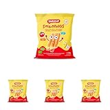 Smileat Smilondas | Snack Ecológico de Maíz, Garbanzo, Lenteja, Tomate y Queso | Para Bebés desde 15 Meses | Horneadas con Ingredientes Reales| Alternativa para una Merienda | 1 x 25g (Paquete de 4)