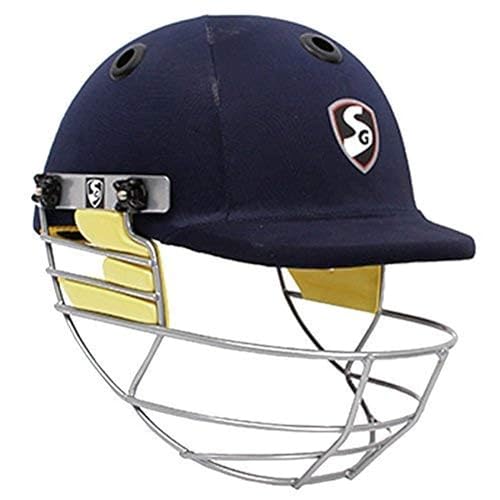 Image of SG BLAZETECH Cricket Helmet | Navy Blue | Size: Extra Large | For Men & Boys | Adjustable Steel Grill | Back Support Strap | Lightweight approx 450g