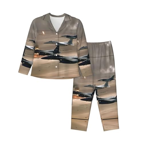 Pyjama imprimé Jet Fighter pour femmes idéal pour des soirées cocooning confortables