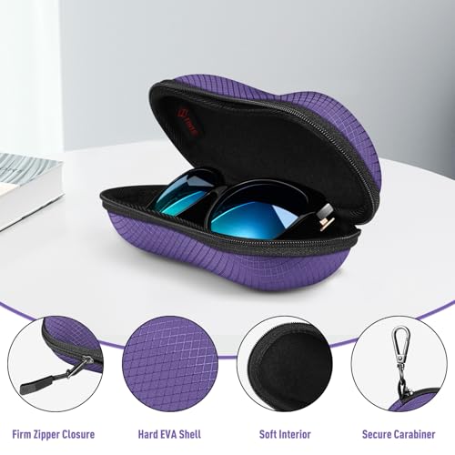 Image of FINTIE Sunglasses Case, Hard EVA Shell Shockproof Sport Glasses Case with Metal Carabiner Travel Zipper Eyeglasses Holder