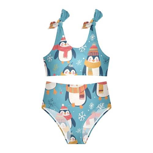 KLL Christmas Penguin Girls 2 Piece Bikini Sets Scoop Neck Beach Swimsuit Swimwear3