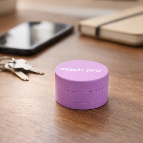 Image of Stash-Pro Small Neon Crusher (Purple) | Compact Mini Metal Crusher /Grinder | 38mm Diameter x 23mm Height | Textured Grip | Pocket Size | Easy Twist Design