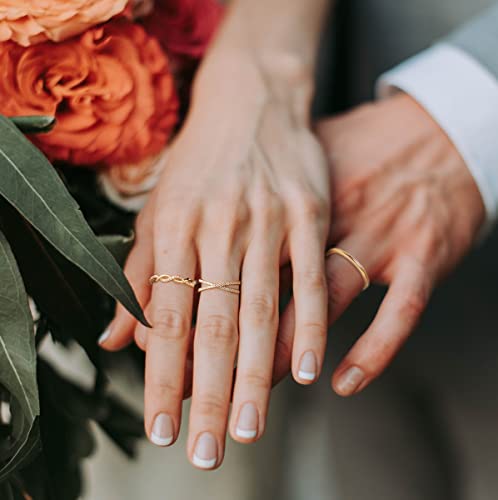 TOBENY 8PCS 14K Rings for Women Stackable Knuckle Rings Size 4 to Size 12 Rings 1.5mm- 3.8mm Midi Stacking Eternity Wedding Rings2