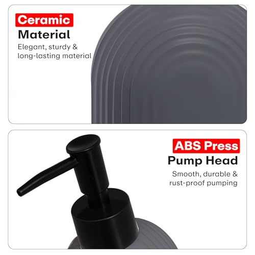 Image of Rioware 300ml Ceramic Soap Dispenser for Kitchen & Bathroom, Grey