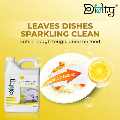 Image of Diolty Dishwashing Liquid Gel 5L | Lemon Fragrance | Tough on Grease, Residue-Free | Non-Toxic, Gentle on Hands | Kitchen Utensil Cleaner