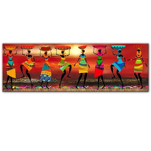 Art Africain Toile Tableau de Femme Noire Danseuse 70x210 cm Grand Format sans Cadre LSYALUCK