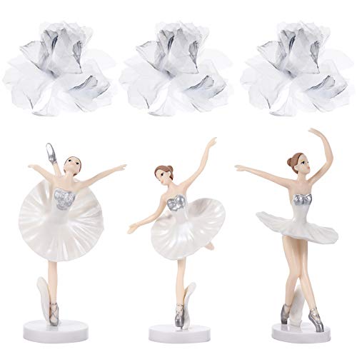 Amosfun 6 Peças Bailarina Dançarina de Balé Estátua Estatuetas Ornamentos Chapéus de Coco de Bolo Na