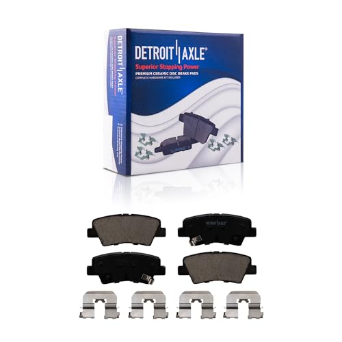 Image of Detroit Axle - Rear Brake Kit for Hyundai 2008-2019 Sonata, 2010-2011 | Azera, 2011-2012 2014-2015 Kia Optima, Drilled & Slotted Disc Brake Rotors Ceramic Brake Pads w /Hardware Replacement