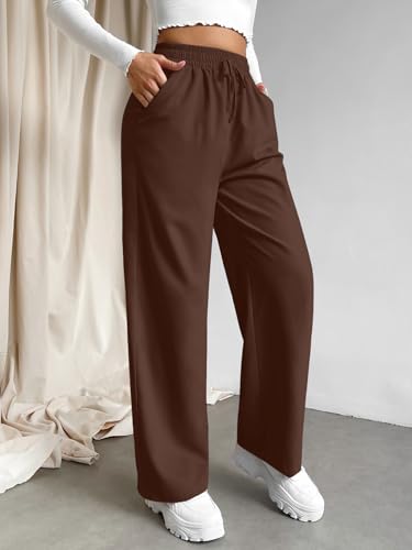Image of Aahwan Grey Solid Oversized Wide Leg Baggy Korean Trousers for Women & Girls'