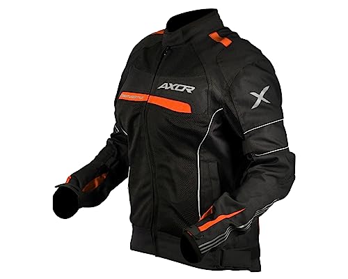 Axor Diva Riding Jacket MaxTec 600-D Textile for Women equipped with -Tech C.E. level 2 protectors at the elbows/shoulders/back and high tenacity mesh fabric for maximum ventilation-Black Orange-M