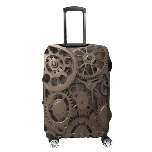 Steampunk Mechanical Gears Luggage Cover, Washable Elastic Suitcase Cover Protector Fit 18-32 Inch Luggage4