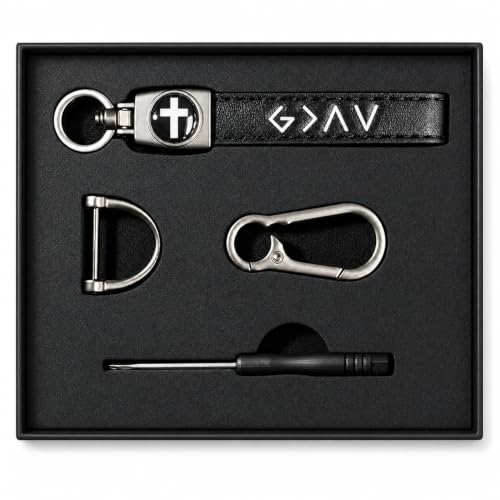 Image of Christian Cross Leather Keychain for Men - Christian Gift for Dad Husband Son