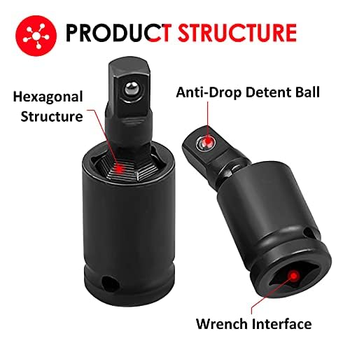 3/8" And 1/2" Drive Impacted Universal Joint UJ Wobble Angle Extension U S Pro E - Foto 4