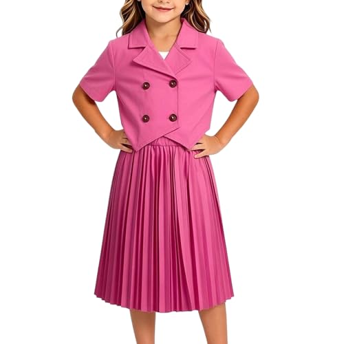 Costume formel 2 pièces filles avec blazer chic et jupe plissée
