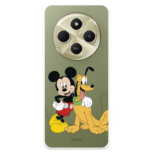 Custodia compatibile con Xiaomi Redmi 14C - Poco C75 ufficiale Disney con Topolino e Pluto per proteggere il tuo cellulare. Cover in silicone trasparente flessibile con licenza ufficiale dei classici