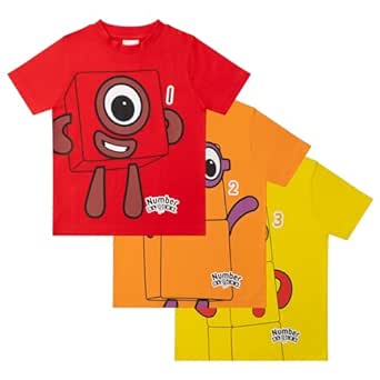 Buy Numberblocks Unisex 100% Combed Cotton Short Sleeve T Shirts (Pack ...