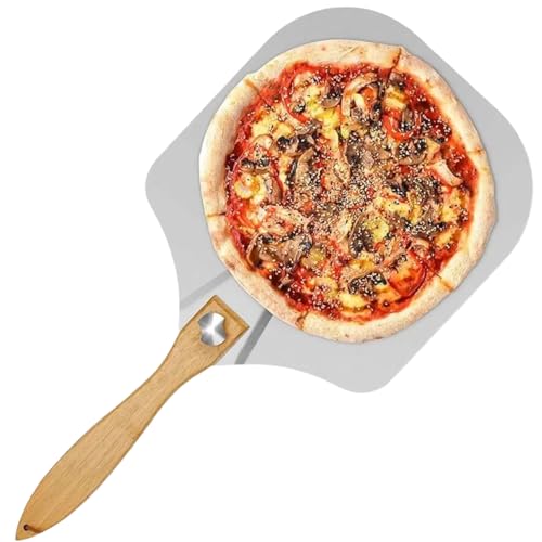 ABUNRO Pizzaschieber, Klappbar Pizzaschaufel, Pizzaschieber für Pizzastein 30X35cm Holzgriff [30cm] – Pizzaschieber Edelstahl für Grill & Ofen – Praktisches Pizza Zubehör