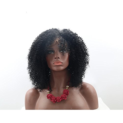 DaJun High-Quanlity 24' Afro Full Lace Wigs Black Women Kinky Wig Brazilian Virgin Remy Human Hair Curly Color #1B Off Black