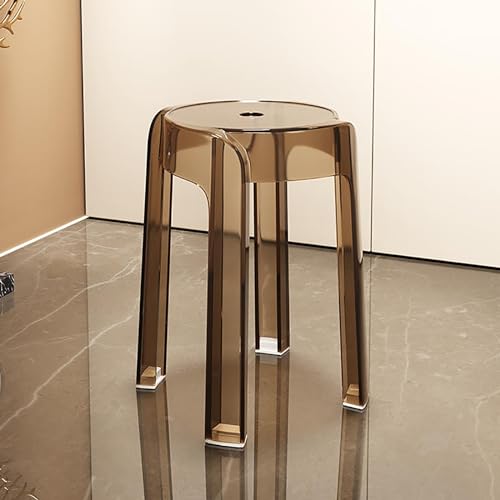 Taburetes de bar de acrílico transparente, apilables, transparentes, muebles de interior y exterior, juego de 4 unidades, color caramelo, asientos decorativos modernos para cafeterías y hogares