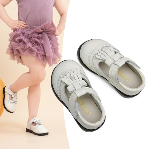 WUIWUIYU Baby Toddler Girls Leather Oxfords Tassel T-Strap Mary Jane Dress Shoes Fringe Soft Flats Wedding Party Casual Walking School Shoes2