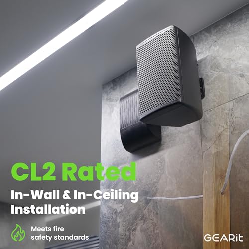 GearIT 16/2 Speaker Wire (100 Feet) 16AWG Gauge - in Wall Audio Speaker Wire Cable / CL2 Rated / 2 Conductors - OFC Oxygen-Free Copper, White 100ft