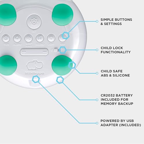 LittleHippo Mella: Kids Alarm Clock, Ready to Rise Children's Sleep Trainer, Night Light, Sound Machine and OK to Wake for Toddlers and Kids - Tropical Teal (Updated 2025)