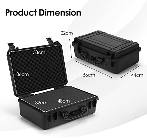 COSTWAY Portable Waterproof Hard Case, Compact Camera Case with Customizable Fit Foam, Dustproof Protective Tool Box for Electronics, Drones, Camera and Lens (22 Inch, 56x44x22cm)