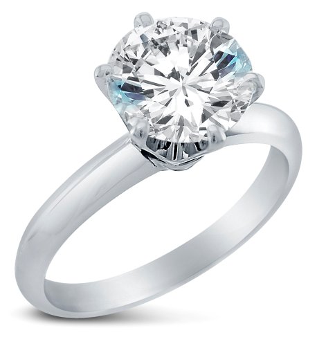 Size 7 - Solid 14K Yellow Gold Classic Traditional Round Brilliant Cut Solitaire Cz Cubic Zirconia Engagement Ring 1.0Ct. #TOP13