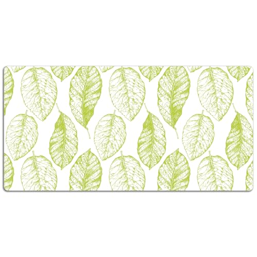 Tapis de bureau vinyle PVC imprimé feuilles vertes facile à nettoyer - 7