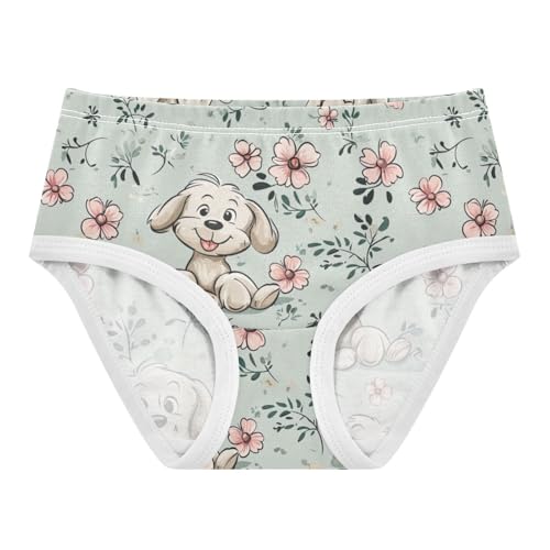 ZZKKO Cute Cartoon Dog Flower Girls Underwear Toddler Panties for Girls Comfort Brief Size 2-8T